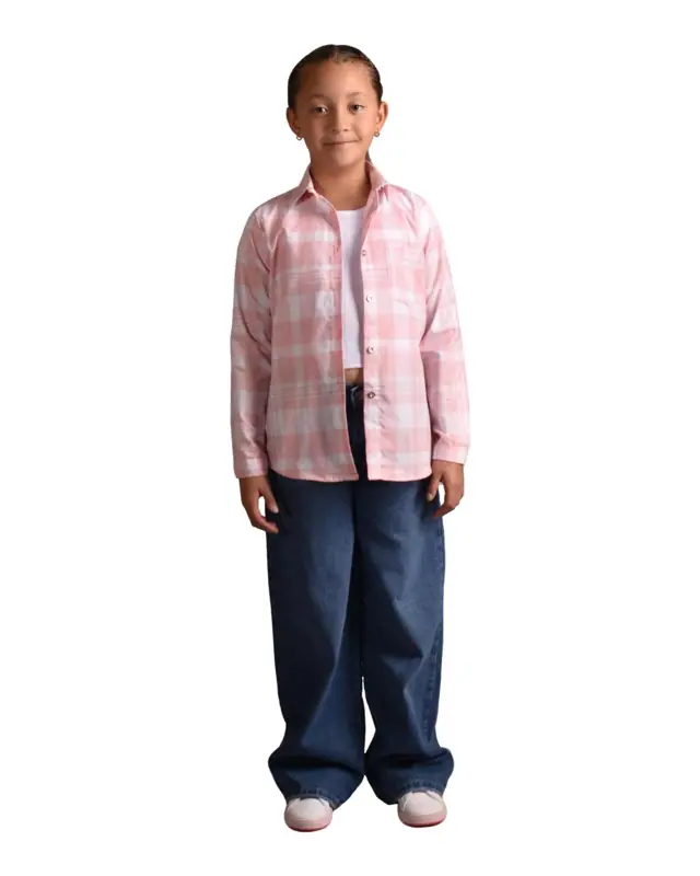 Blusita Manga Larga Cuadros Rosada Niña - Talla 16 — Camisetas y Blusas Big Boys Ecuador