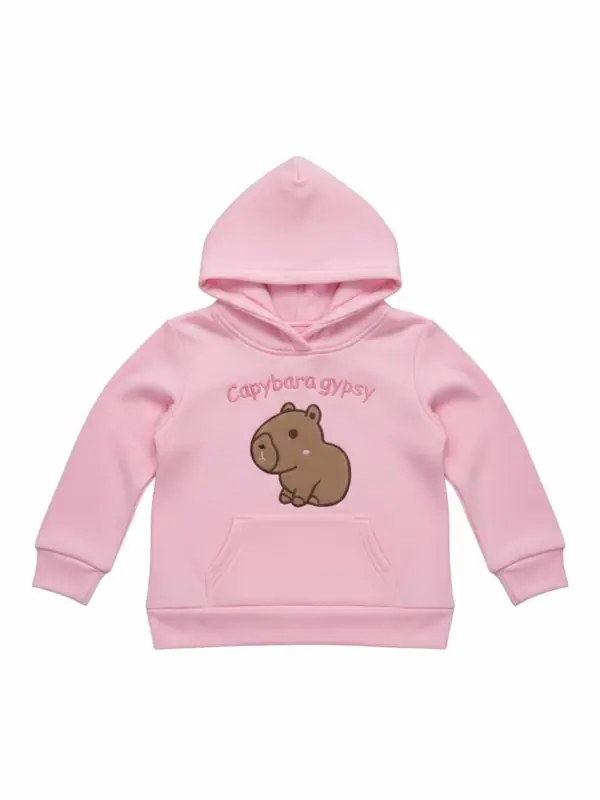 Buzo Hoodie Capybara Rosado Niña - Talla 4 — Buzos y Chaquetas Big Boys Ecuador
