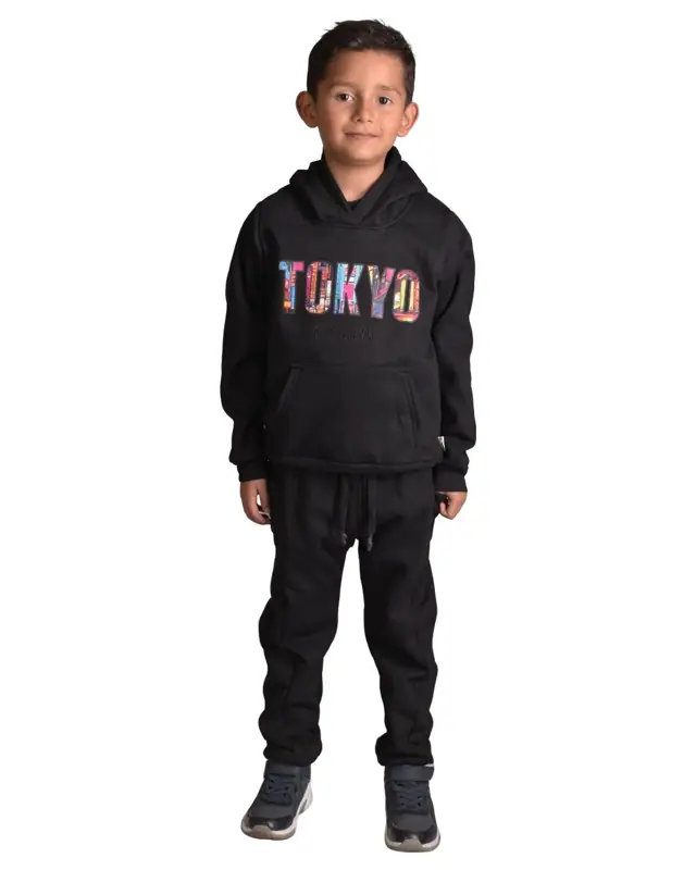 Buzo Hoodie Tokio Negro Niño - Talla 2 — Buzos y Chaquetas Big Boys Ecuador