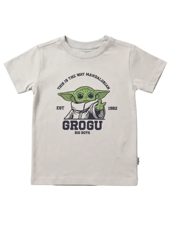 Camiseta Grogu Gris Claro Niño — Camisetas y Camisas Big Boys Ecuador