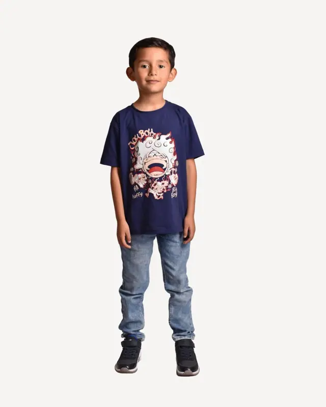 Camiseta Luffy Azul Oscuro Niño - Talla 2 — Camisetas y Camisas Big Boys Ecuador