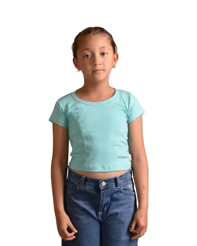 Camiseta Slim Cortes Verde Menta Niña - Talla 2 — Camisetas y Blusas Big Boys Ecuador