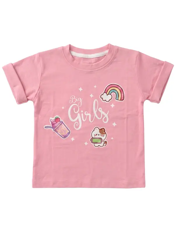 Camiseta Stickers Rosado Niña - Talla 16 — Camisetas y Blusas Big Boys Ecuador