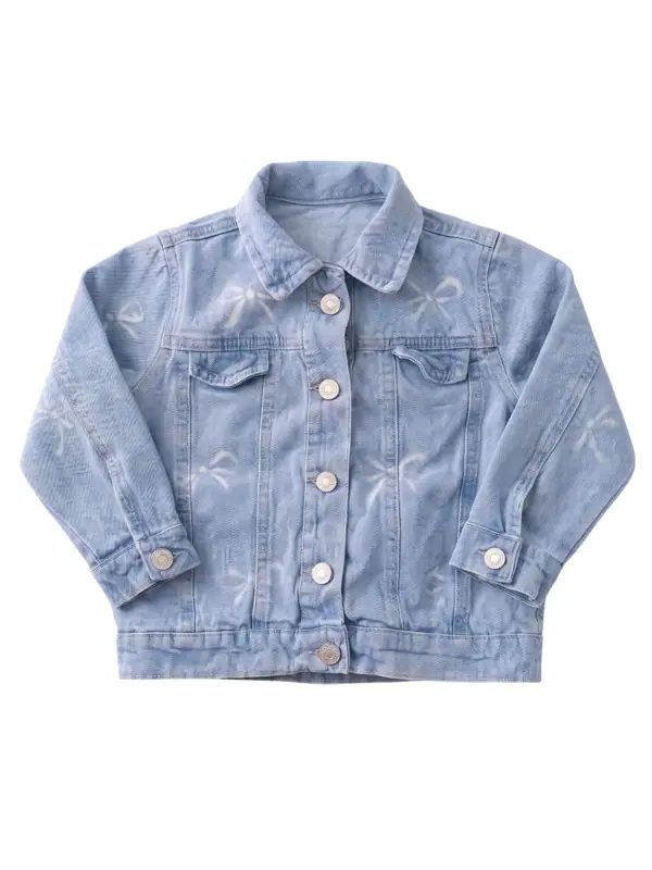 Chaqueta Jean Moñitos Azul Medio Niña — Buzos y Chaquetas Big Boys Ecuador