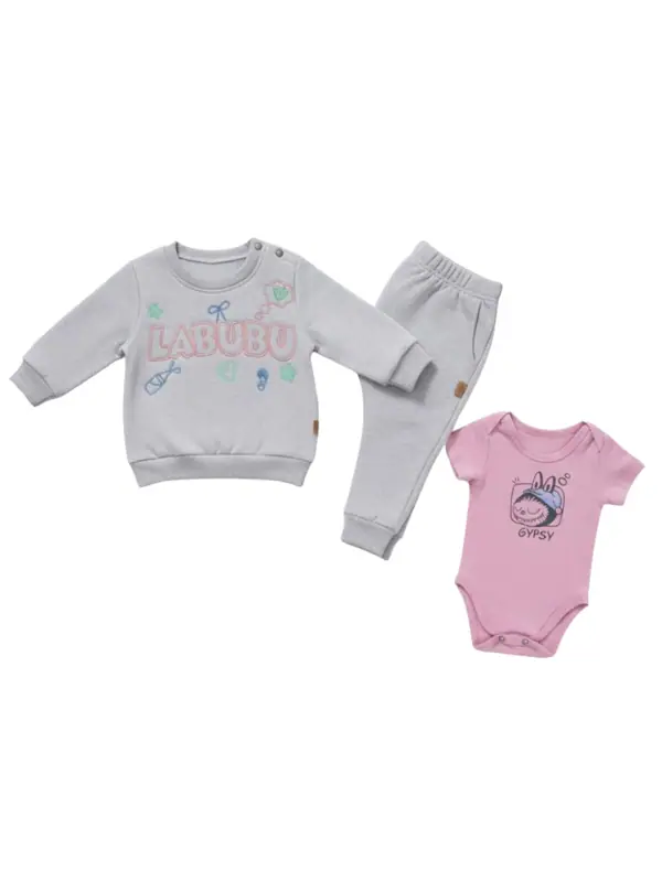 Conjunto Bebita Gris Niña - Talla 6 - 12 Meses — Sudaderas Big Boys Ecuador