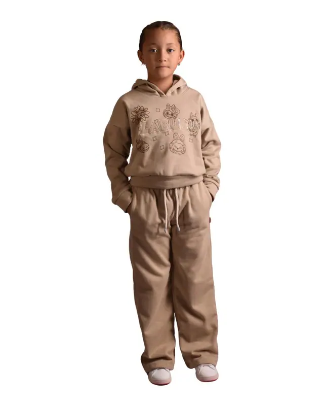 Conjunto Sudadera Labubu Beige Oscuro Niña - Talla 8 — Sudaderas Big Boys Ecuador