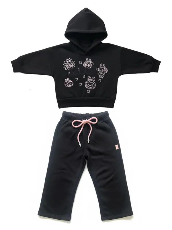 Conjunto Sudadera Labubu Negra Niña - Talla 14 — Sudaderas Big Boys Ecuador
