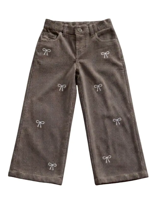 Pantalon Pana Palazzo Bordado Cafe Niña — Jeans y Pantalones Big Boys Ecuador