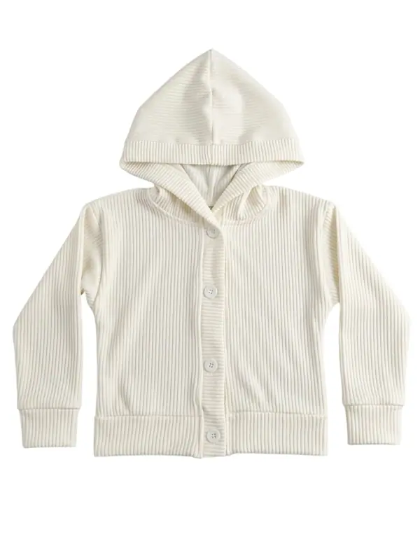 Sueter Capota Acanalado Beige Niña — Buzos y Chaquetas Big Boys Ecuador
