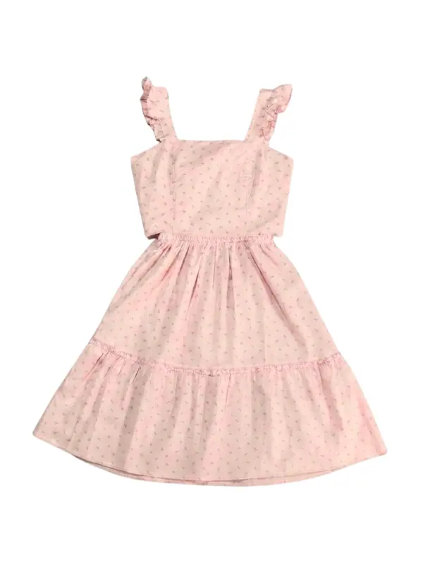Vestido Malteada Flores Rosa Hojas Niña — Vestidos Big Boys Ecuador